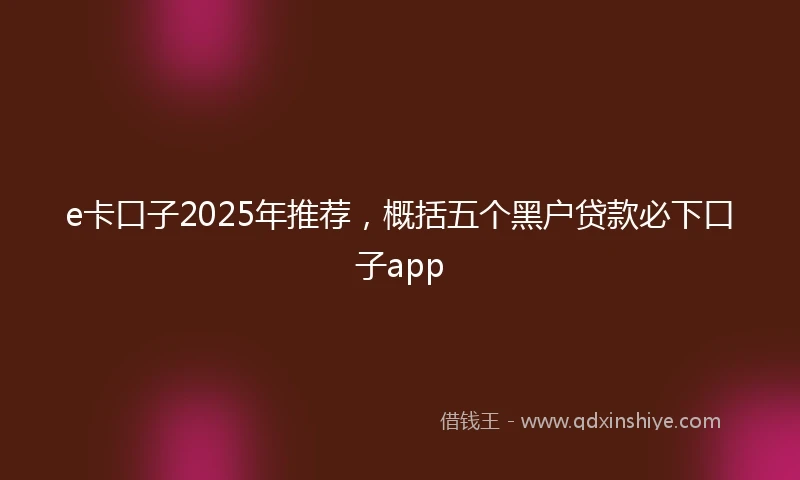 e卡口子2025年推荐，概括五个黑户贷款必下口子app
