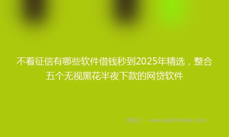 不看征信有哪些软件借钱秒到2025年精选，整合五个无视黑花半夜下款的网贷软件