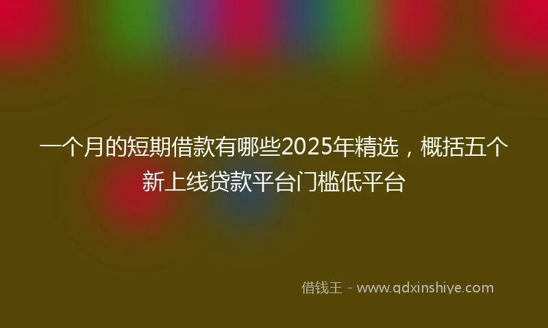 一个月的短期借款有哪些2025年精选，概括五个新上线贷款平台门槛低平台