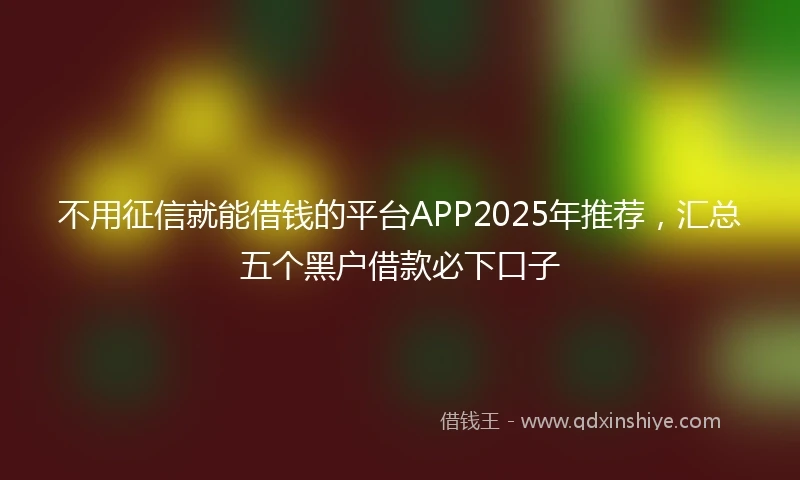 不用征信就能借钱的平台APP2025年推荐，汇总五个黑户借款必下口子