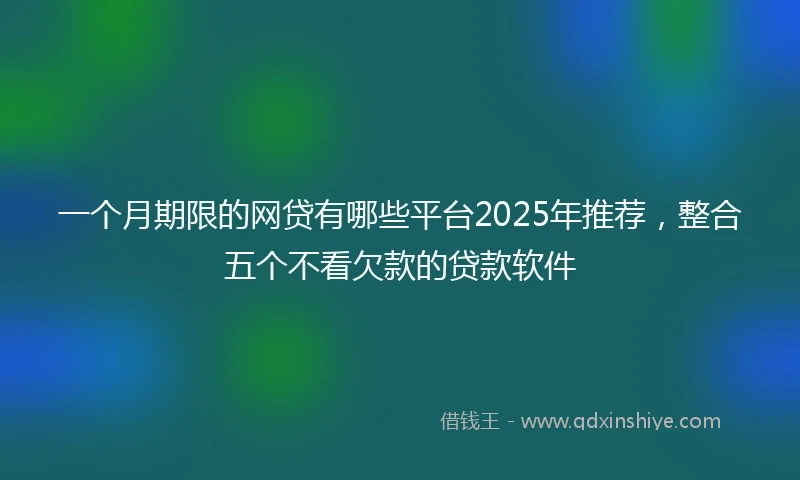 一个月期限的网贷有哪些平台2025年推荐，整合五个不看欠款的贷款软件