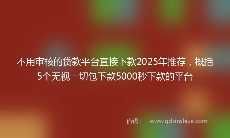 不用审核的贷款平台直接下款2025年推荐，概括5个无视一切包下款5000秒下款的平台