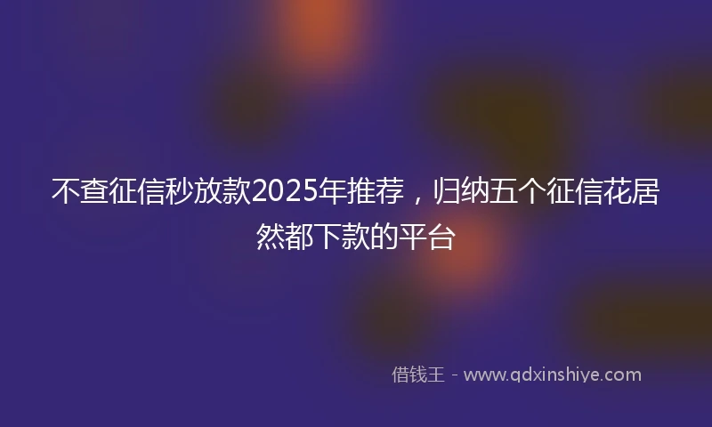 不查征信秒放款2025年推荐，归纳五个征信花居然都下款的平台