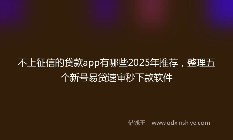 不上征信的贷款app有哪些2025年推荐,整理五个新号易贷速审秒下款软件