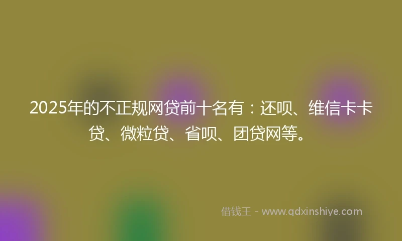 2025年的不正规网贷前十名有：还呗、维信卡卡贷、微粒贷、省呗、团贷网等。