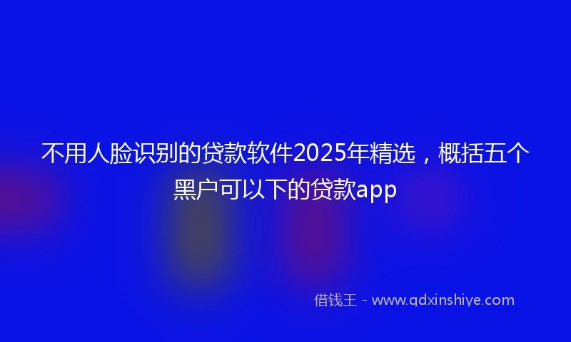 不用人脸识别的贷款软件2025年精选，概括五个黑户可以下的贷款app