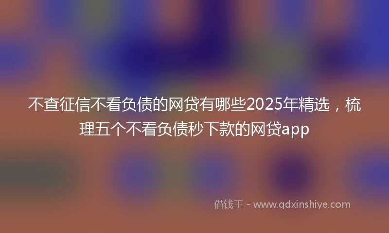 不查征信不看负债的网贷有哪些2025年精选，梳理五个不看负债秒下款的网贷app