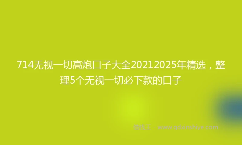 714无视一切高炮口子大全20212025年精选，整理5个无视一切必下款的口子