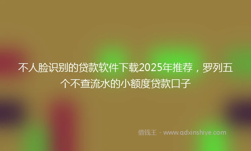 不人脸识别的贷款软件下载2025年推荐，罗列五个不查流水的小额度贷款口子
