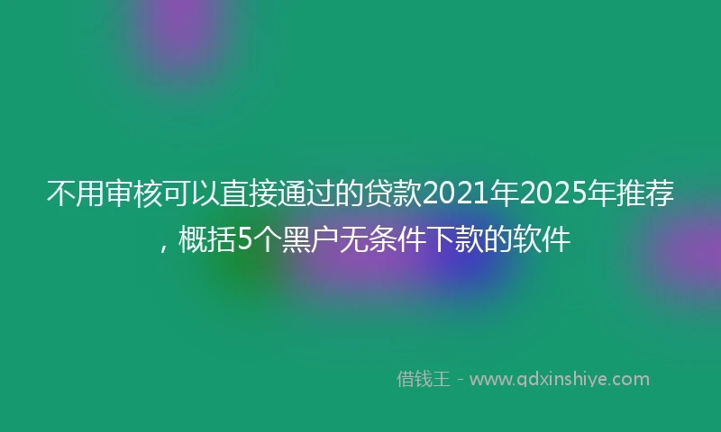 不用审核可以直接通过的贷款2021年2025年推荐，概括5个黑户无条件下款的软件