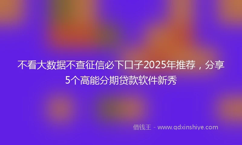不看大数据不查征信必下口子2025年推荐，分享5个高能分期贷款软件新秀