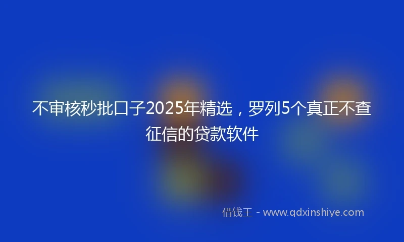 不审核秒批口子2025年精选，罗列5个真正不查征信的贷款软件
