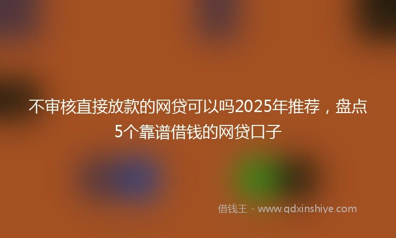 不审核直接放款的网贷可以吗2025年推荐，盘点5个靠谱借钱的网贷口子