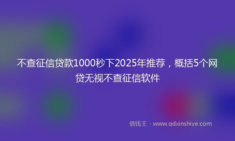 不查征信贷款1000秒下2025年推荐，概括5个网贷无视不查征信软件