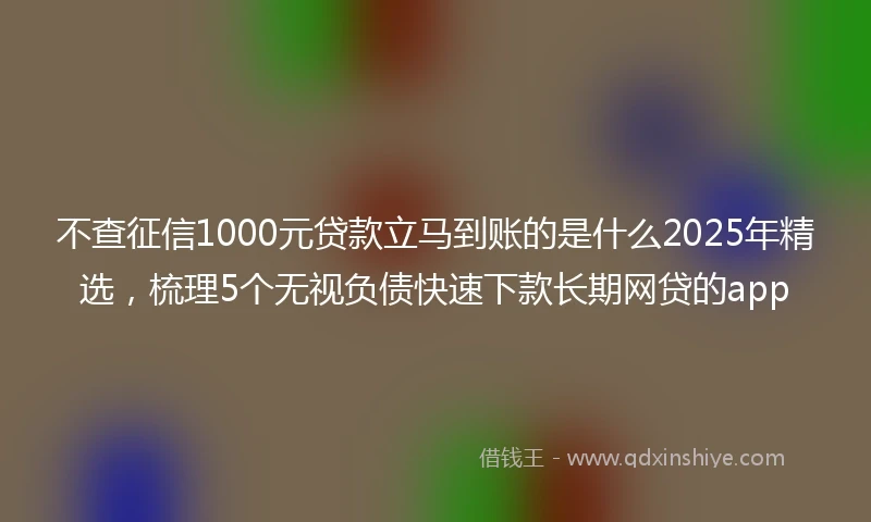 不查征信1000元贷款立马到账的是什么2025年精选，梳理5个无视负债快速下款长期网贷的app