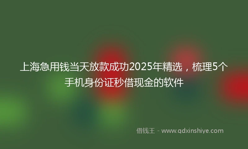 上海急用钱当天放款成功2025年精选，梳理5个手机身份证秒借现金的软件