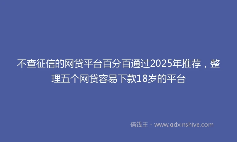 不查征信的网贷平台百分百通过2025年推荐，整理五个网贷容易下款18岁的平台