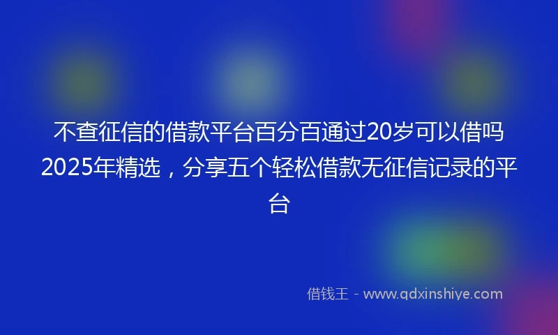 不查征信的借款平台百分百通过20岁可以借吗2025年精选，分享五个轻松借款无征信记录的平台