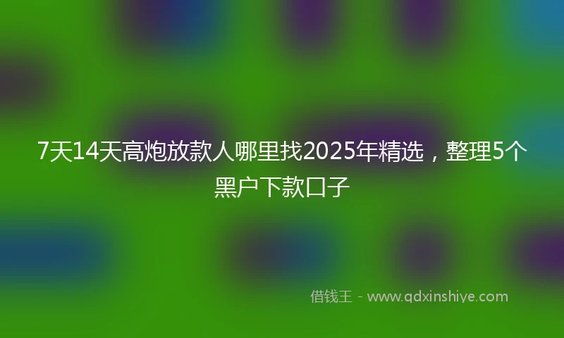 7天14天高炮放款人哪里找2025年精选，整理5个黑户下款口子