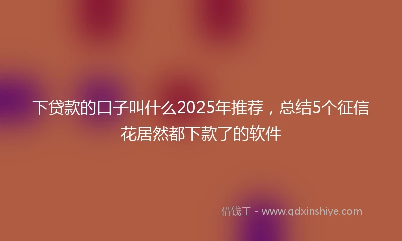 下贷款的口子叫什么2025年推荐,总结5个征信花居然都下款了的软件