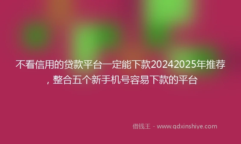 不看信用的贷款平台一定能下款20242025年推荐，整合五个新手机号容易下款的平台