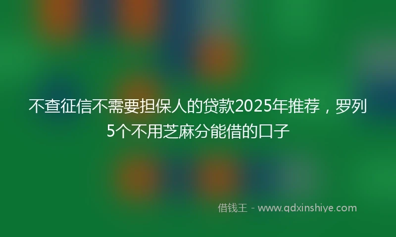 不查征信不需要担保人的贷款2025年推荐,罗列5个不用芝麻分能借的口子