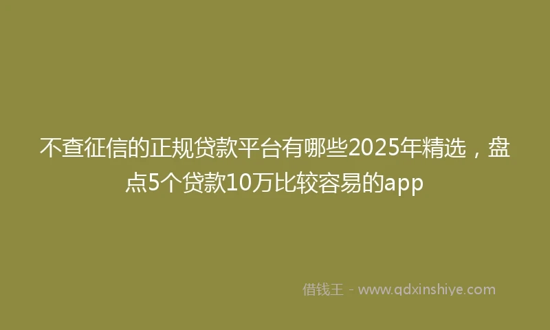 不查征信的正规贷款平台有哪些2025年精选，盘点5个贷款10万比较容易的app
