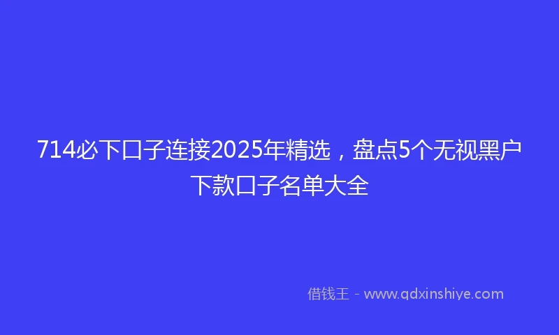 714必下口子连接2025年精选，盘点5个无视黑户下款口子名单大全
