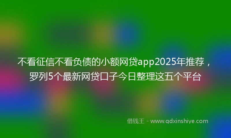 不看征信不看负债的小额网贷app2025年推荐，罗列5个最新网贷口子今日整理这五个平台