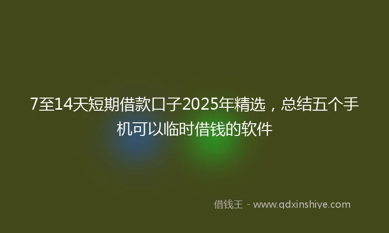 7至14天短期借款口子2025年精选，总结五个手机可以临时借钱的软件