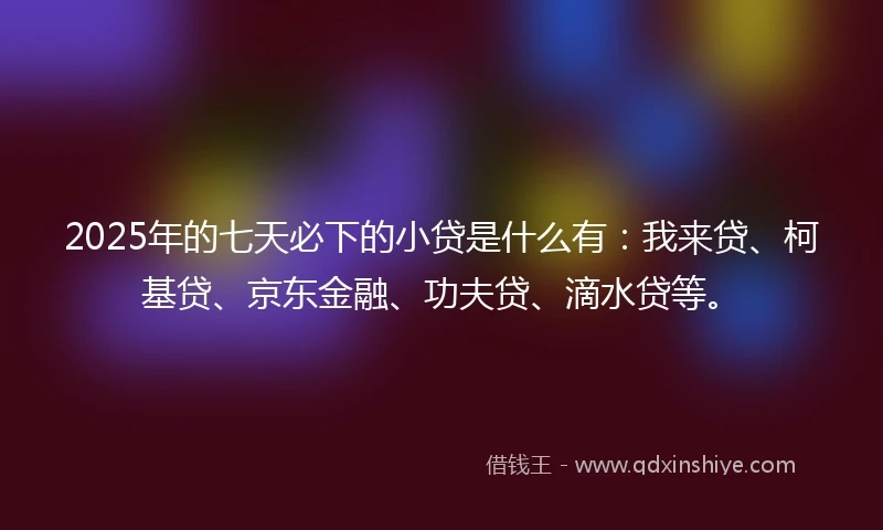 2025年的七天必下的小贷是什么有：我来贷、柯基贷、京东金融、功夫贷、滴水贷等。