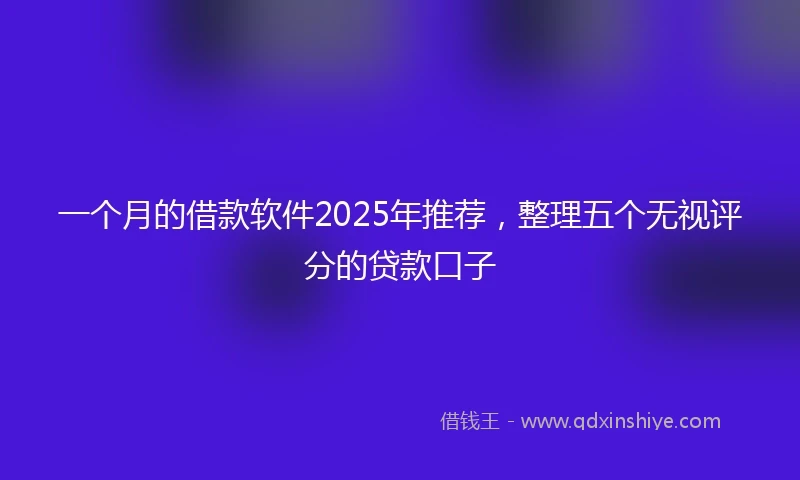 一个月的借款软件2025年推荐，整理五个无视评分的贷款口子