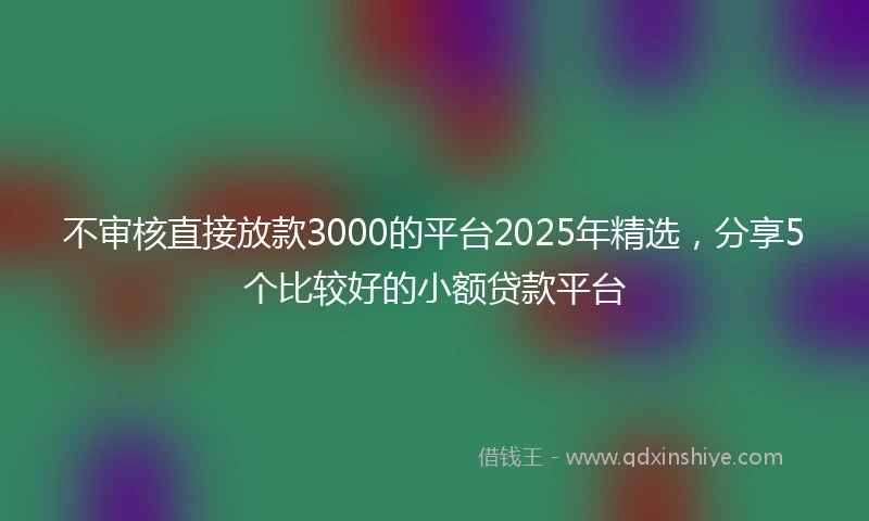 不审核直接放款3000的平台2025年精选，分享5个比较好的小额贷款平台