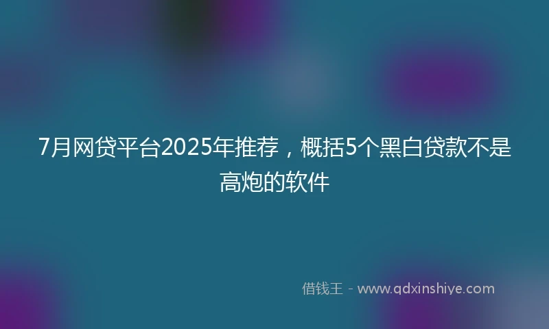 7月网贷平台2025年推荐，概括5个黑白贷款不是高炮的软件