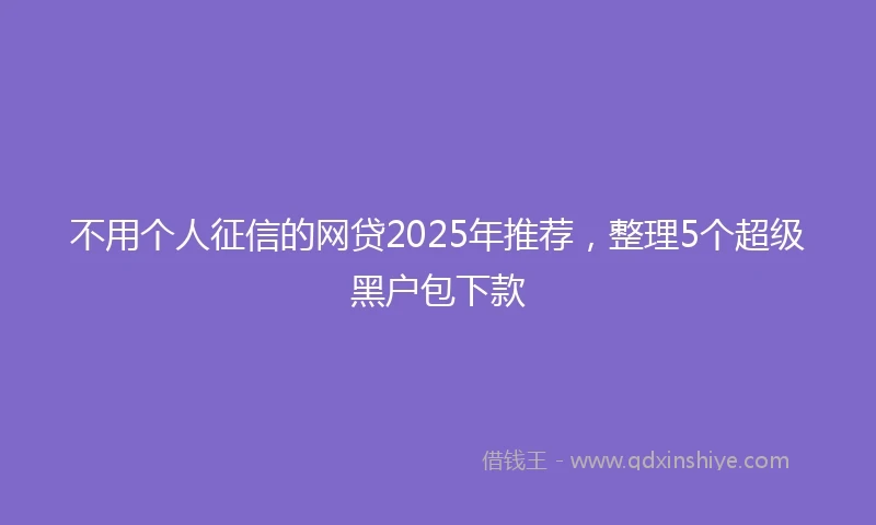 不用个人征信的网贷2025年推荐，整理5个超级黑户包下款