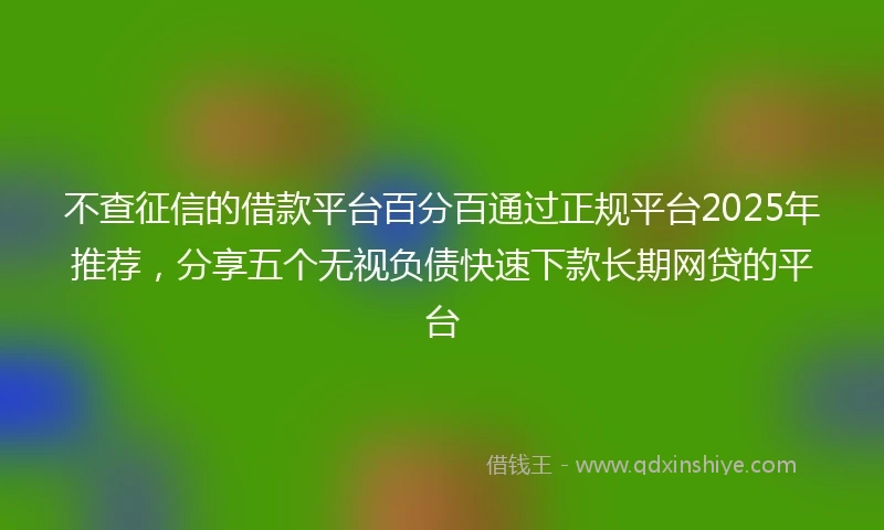 不查征信的借款平台百分百通过正规平台2025年推荐，分享五个无视负债快速下款长期网贷的平台