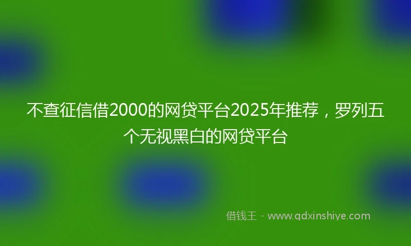 不查征信借2000的网贷平台2025年推荐，罗列五个无视黑白的网贷平台
