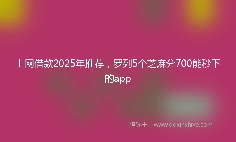 上网借款2025年推荐，罗列5个芝麻分700能秒下的app