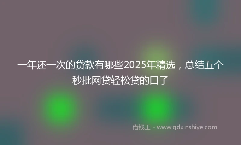 一年还一次的贷款有哪些2025年精选，总结五个秒批网贷轻松贷的口子
