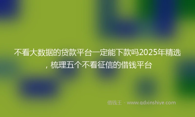 不看大数据的贷款平台一定能下款吗2025年精选，梳理五个不看征信的借钱平台