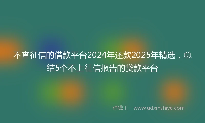 不查征信的借款平台2024年还款2025年精选,总结5个不上征信报告的贷款平台