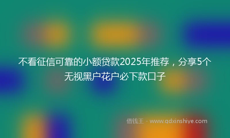 不看征信可靠的小额贷款2025年推荐，分享5个无视黑户花户必下款口子