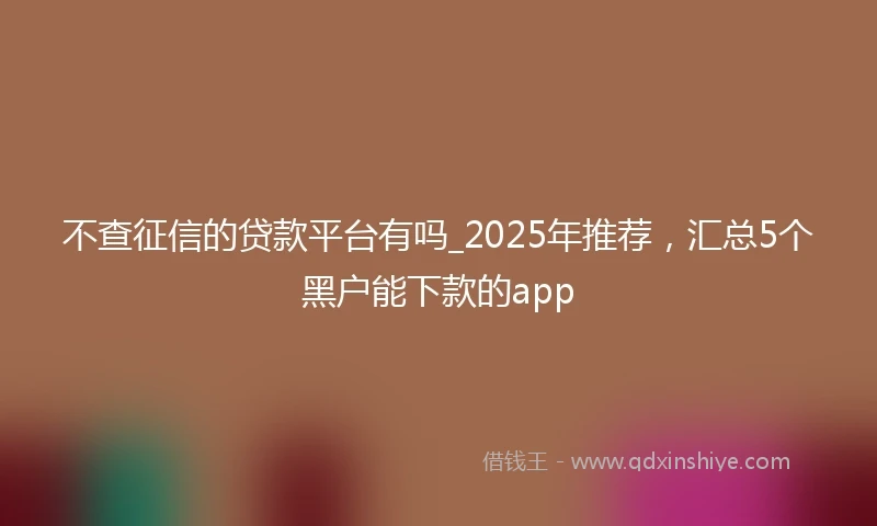 不查征信的贷款平台有吗_2025年推荐，汇总5个黑户能下款的app