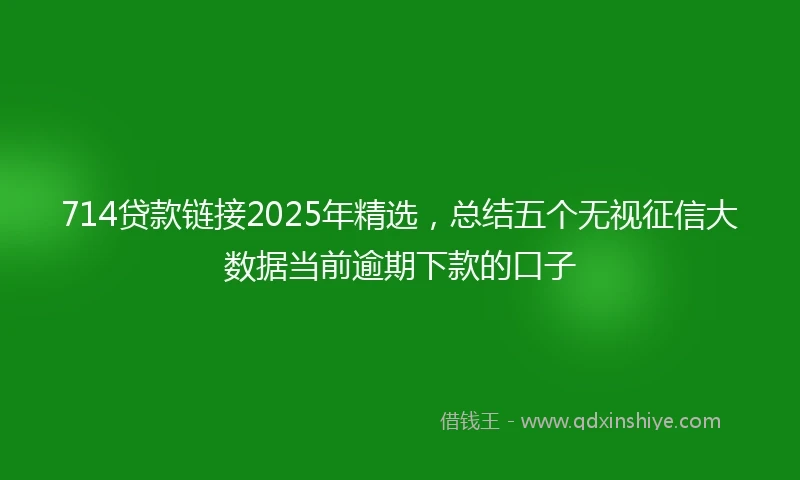 714贷款链接2025年精选，总结五个无视征信大数据当前逾期下款的口子