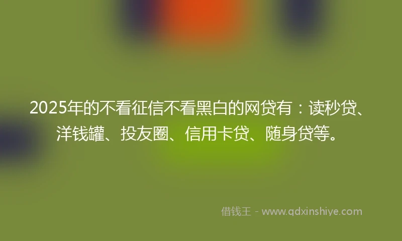 2025年的不看征信不看黑白的网贷有：读秒贷、洋钱罐、投友圈、信用卡贷、随身贷等。