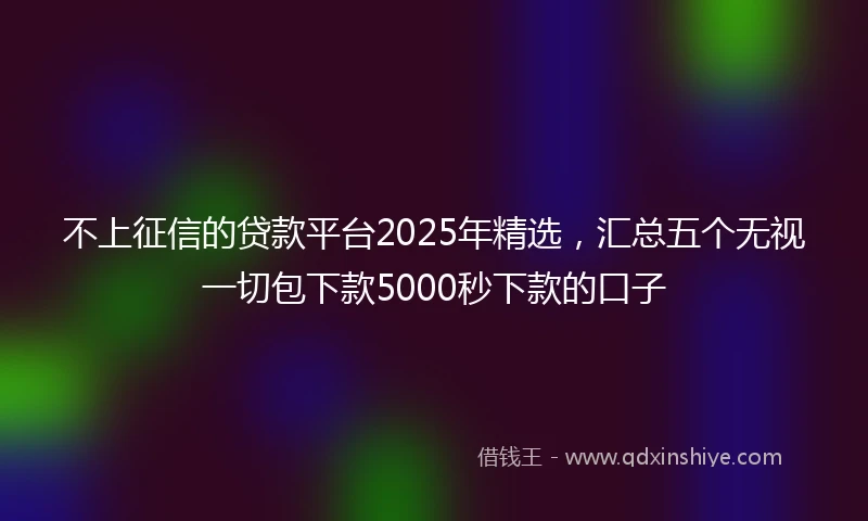 不上征信的贷款平台2025年精选，汇总五个无视一切包下款5000秒下款的口子