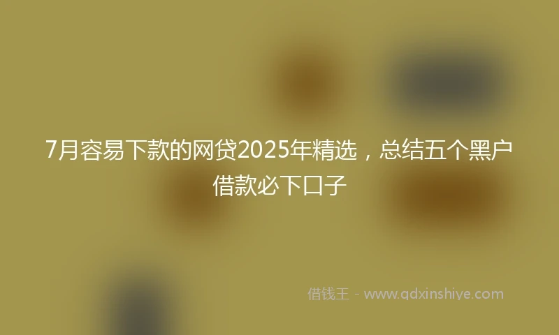 7月容易下款的网贷2025年精选，总结五个黑户借款必下口子