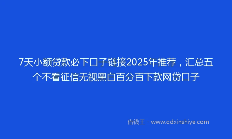 7天小额贷款必下口子链接2025年推荐，汇总五个不看征信无视黑白百分百下款网贷口子