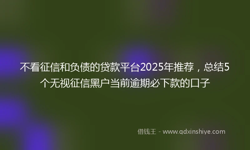 不看征信和负债的贷款平台2025年推荐，总结5个无视征信黑户当前逾期必下款的口子
