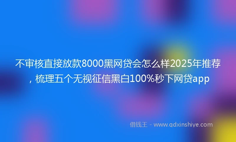 不审核直接放款8000黑网贷会怎么样2025年推荐，梳理五个无视征信黑白100%秒下网贷app